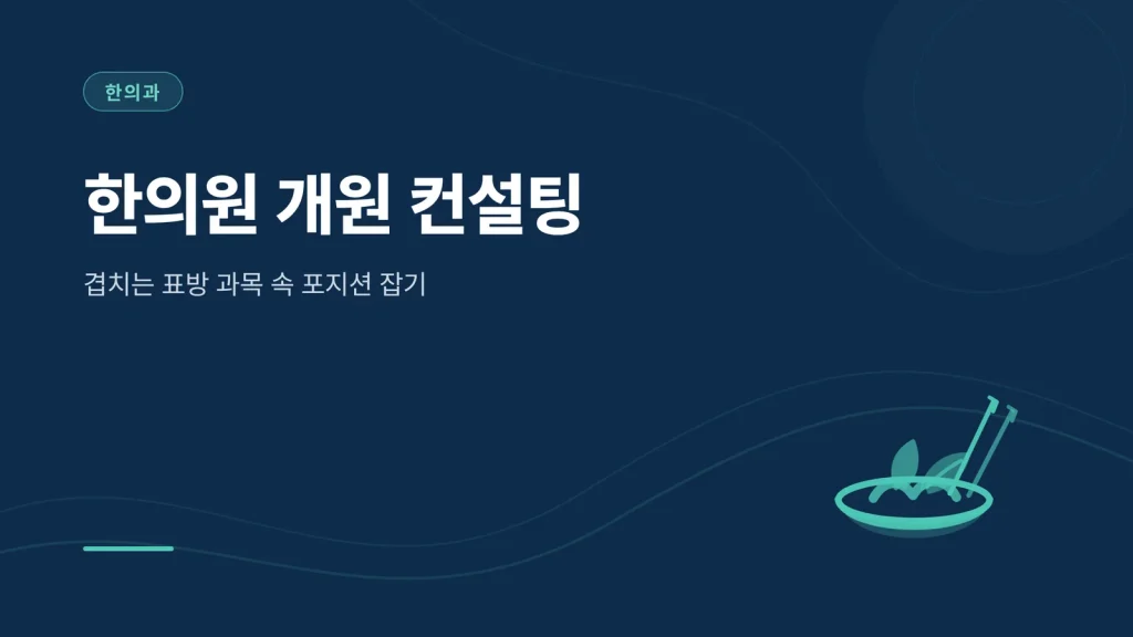 한의원 개원 컨설팅 블로그 썸네일 — 포지셔닝과 준비 항목